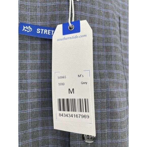 Southern Tide Classic Fit Medium Grey Plaid Button Long Sleeve Shirt - Picture 4 of 7